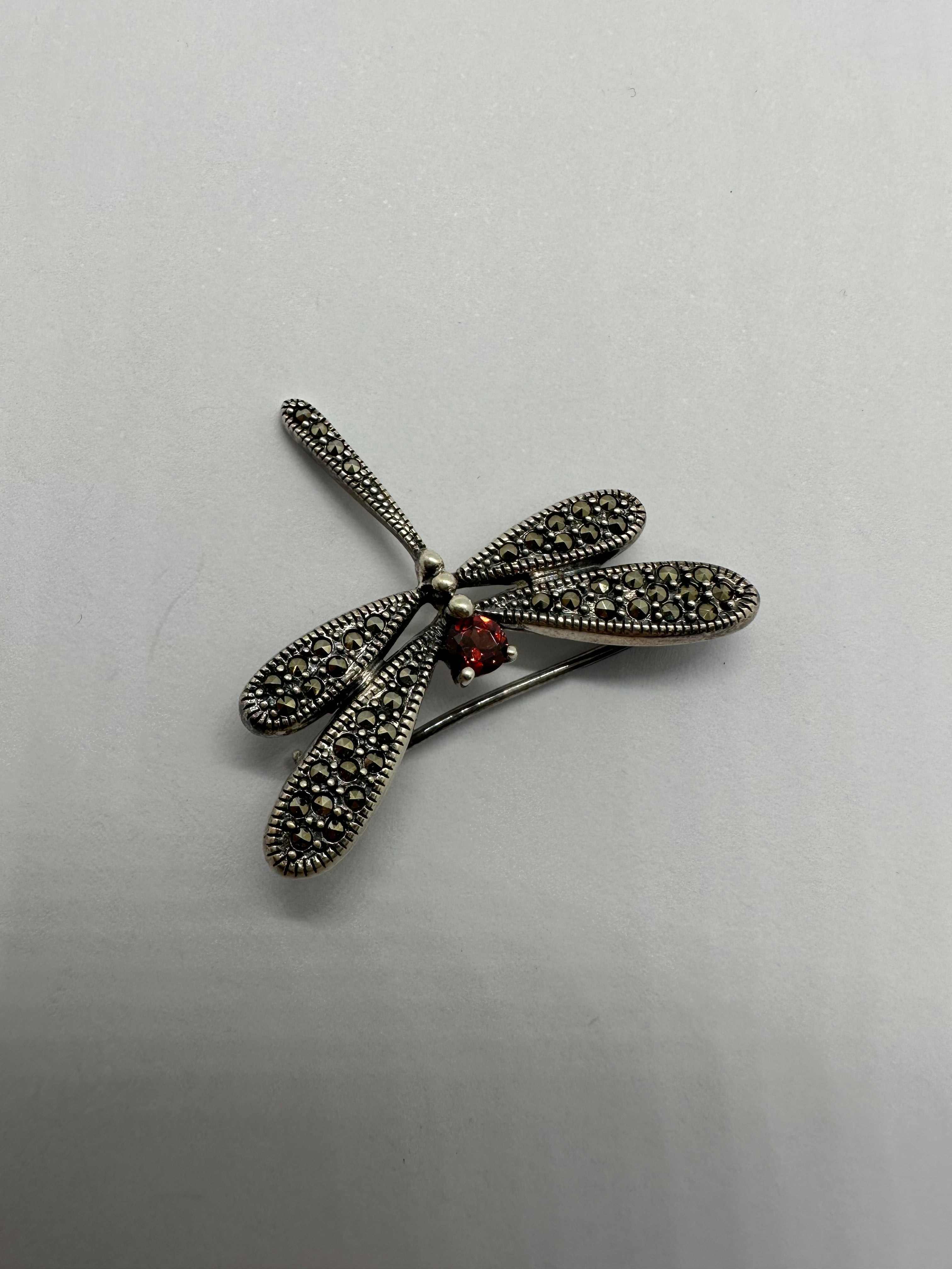 Silver dragon fly brooch