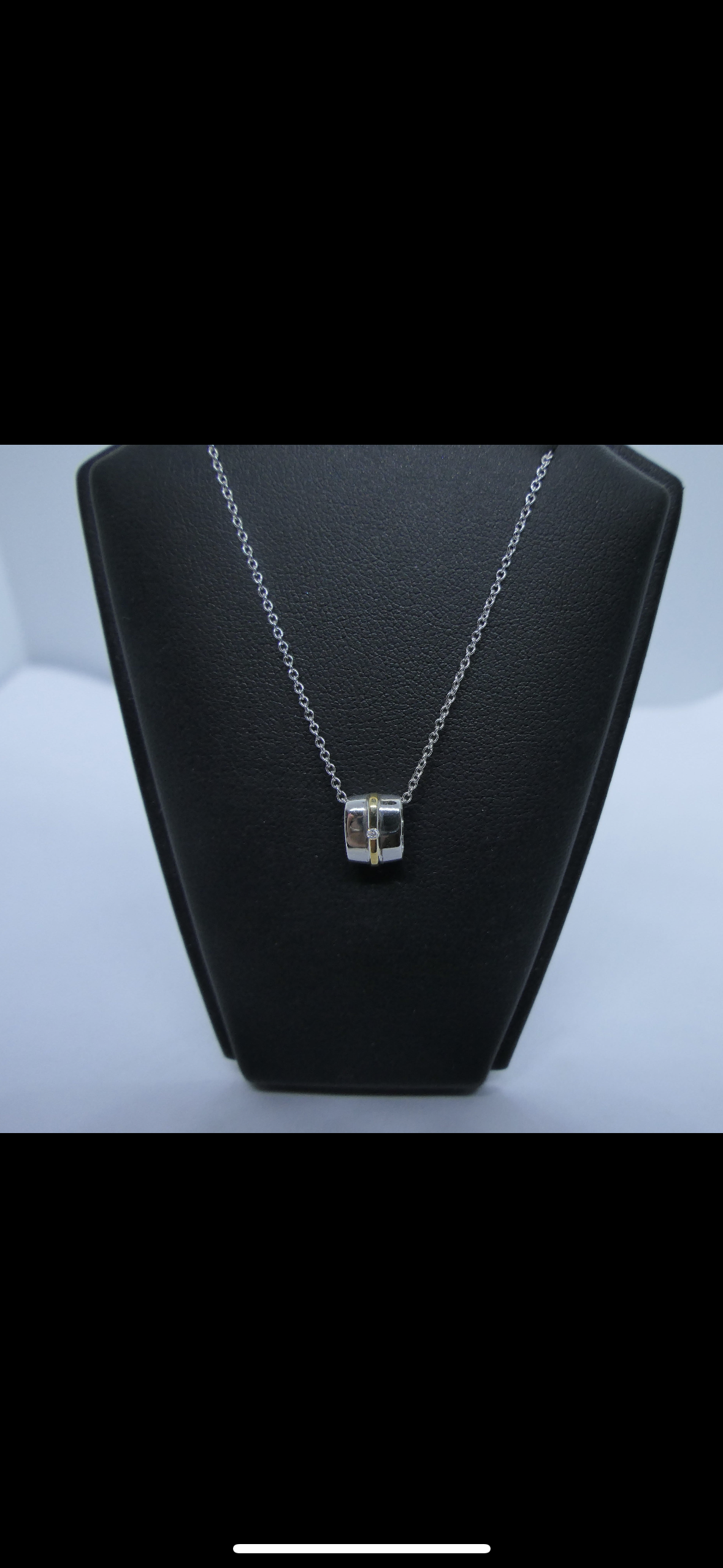 Silver Barrel shaped diamond set pendant