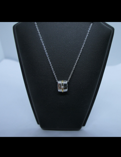 Silver Barrel shaped diamond set pendant