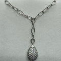 Diamond set pear-drop pendant in silver