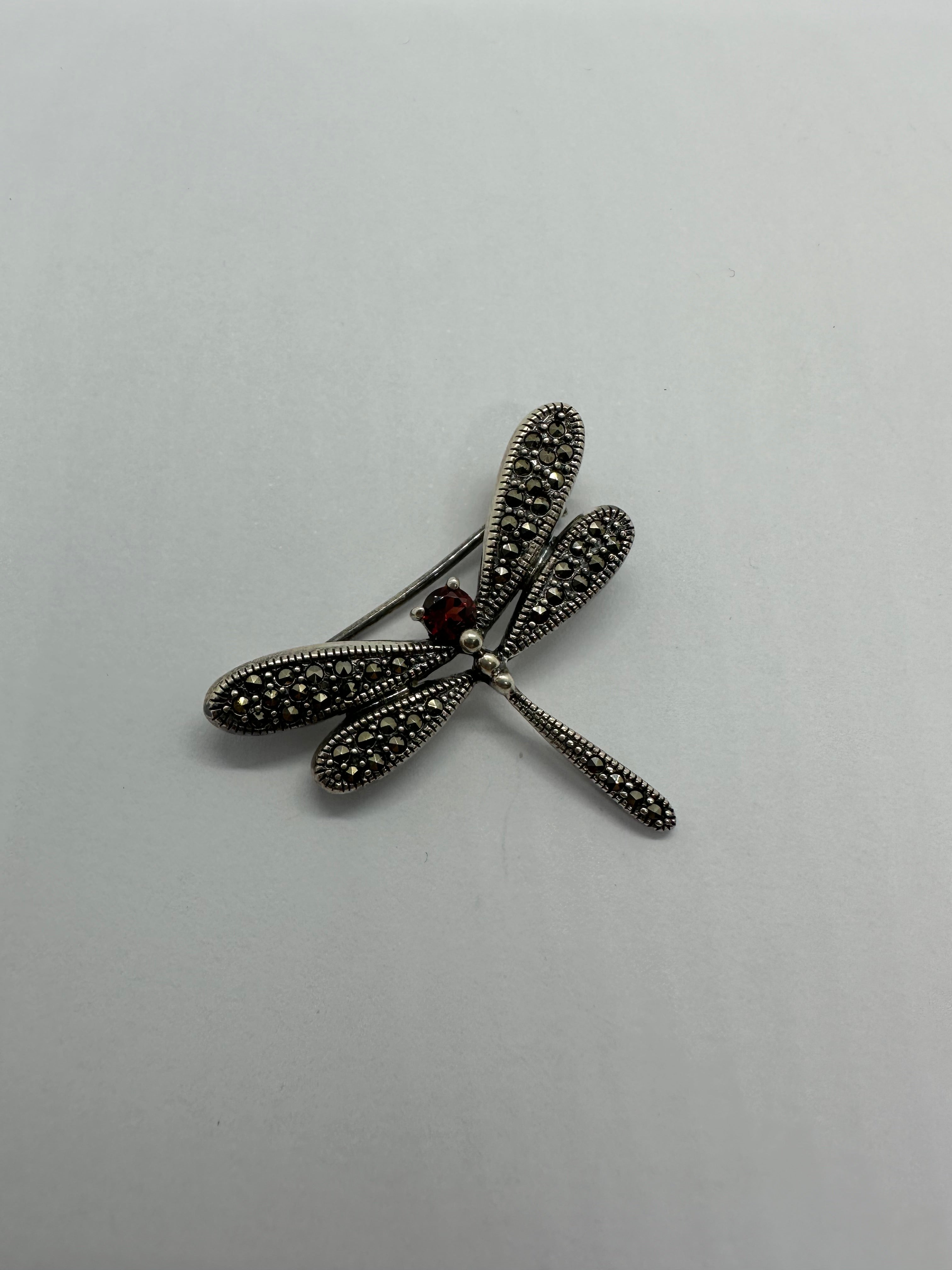 Silver dragon fly brooch