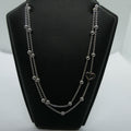 Silver double bead and heart necklace