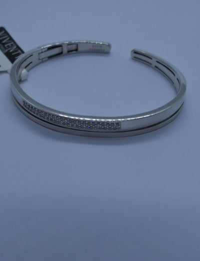 Silver and Cubic zirconia  hinged toque bangle