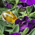 Silver amber ring