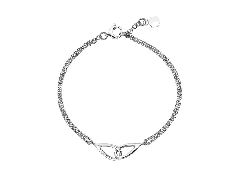 Silver teardrop interlink bracelet