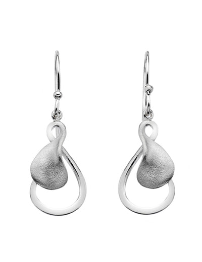 Silver Matt and Polished Drop Earrings