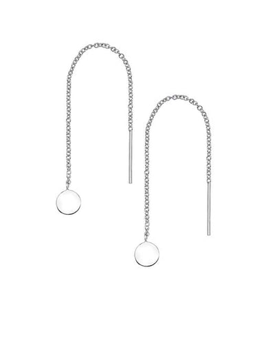 Silver disc thread through earrings