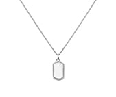 Silver rectangular beaded edge pendant