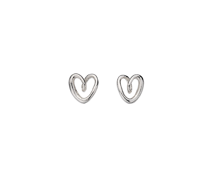 Silver open heart studs