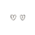 Silver open heart studs