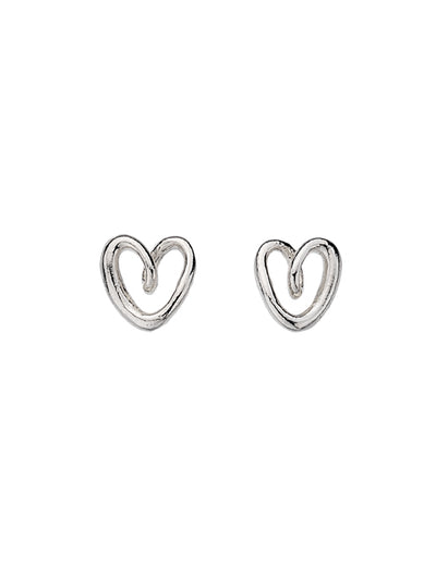 Silver open heart studs