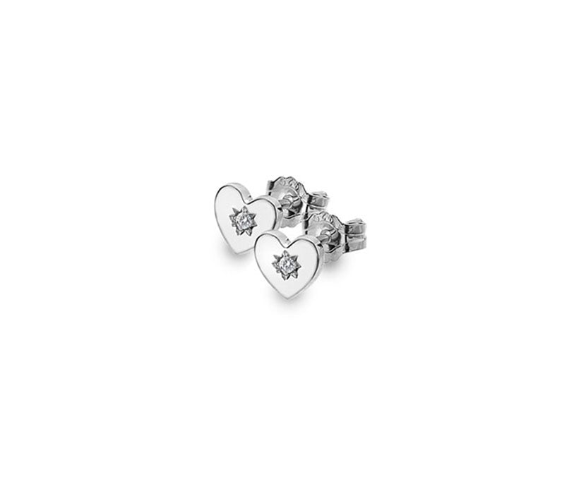 Silver heart shaped diamond set studs