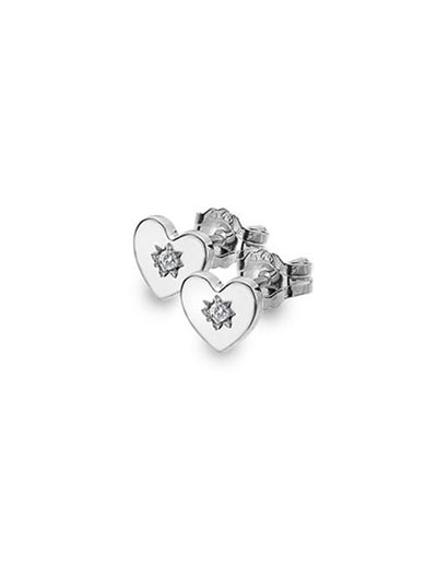 Silver heart shaped diamond set studs