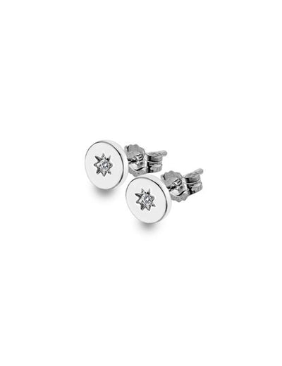 Diamond set in silver circle studs