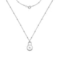 Diamond set silver round padlock necklace