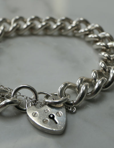 Silver curb charm bracelet