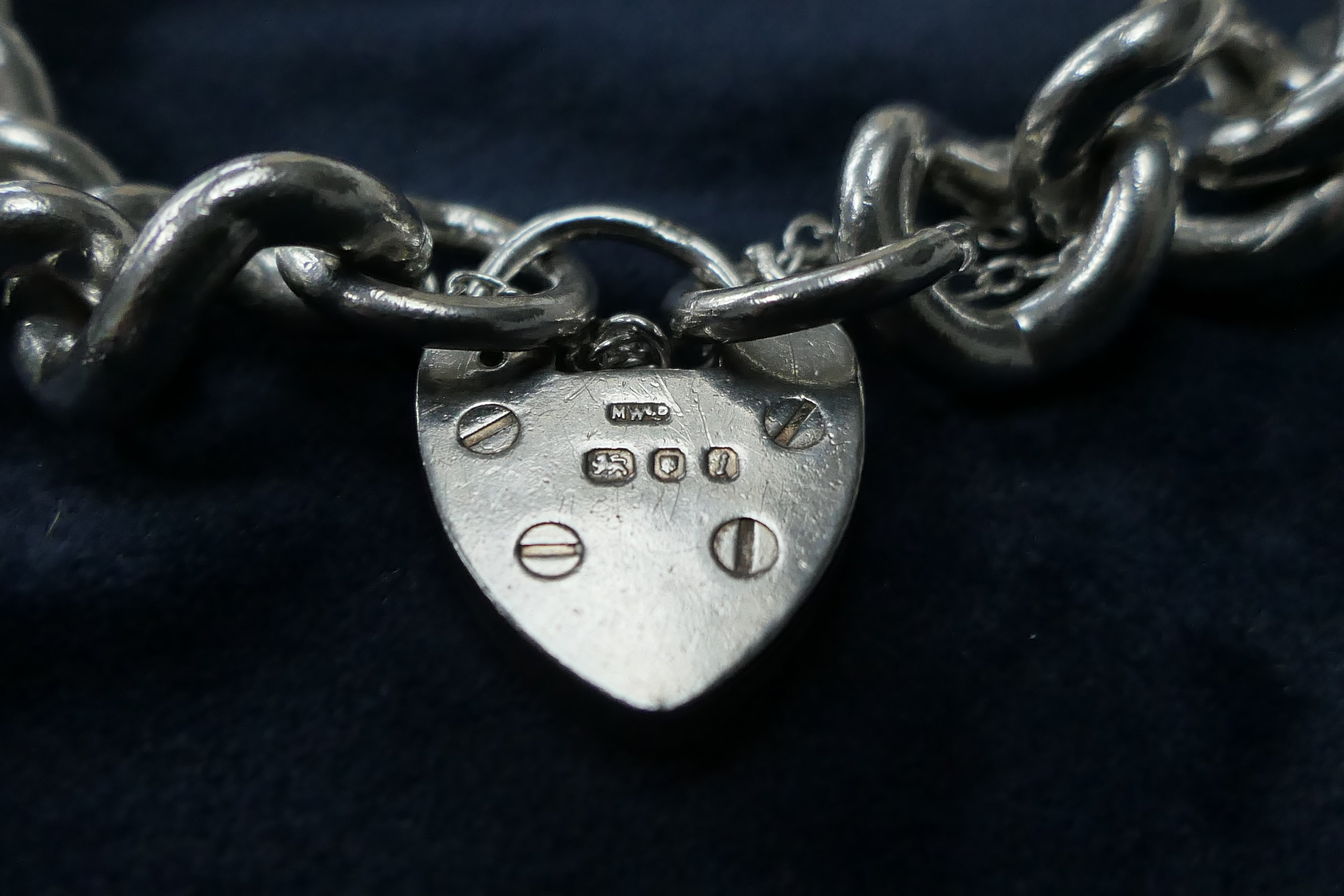 Silver curb charm bracelet